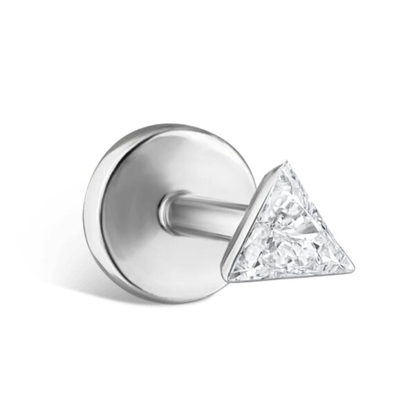 Maria Tash Invisible Set Triangle Diamond Threaded Stud Earring 2.5mm - Picture 2 of 6